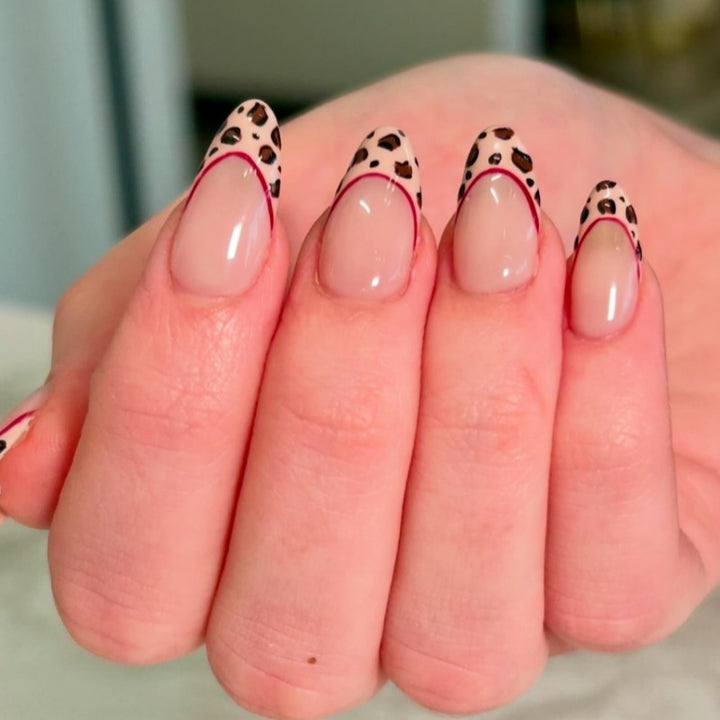 Artistic Stiletto Press-On Nail Set with Leopard Print Accents Kalsten
