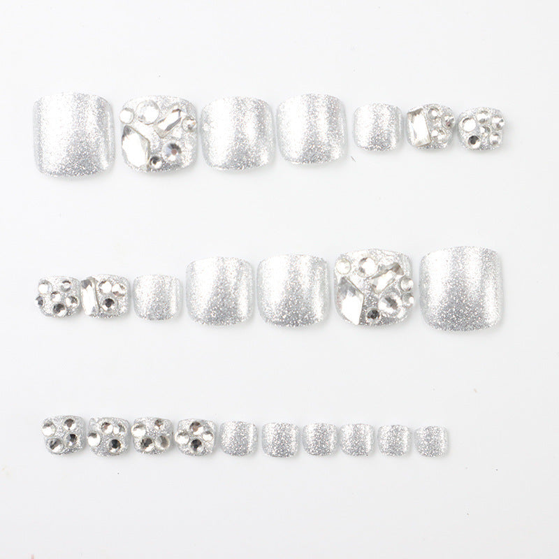 Glamorous Rhinestone-Embellished Press-On Toenail Art Kalsten