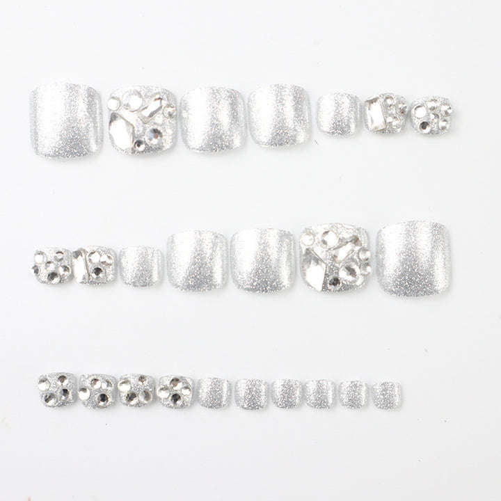 Glamorous Rhinestone-Embellished Press-On Toenail Art Kalsten