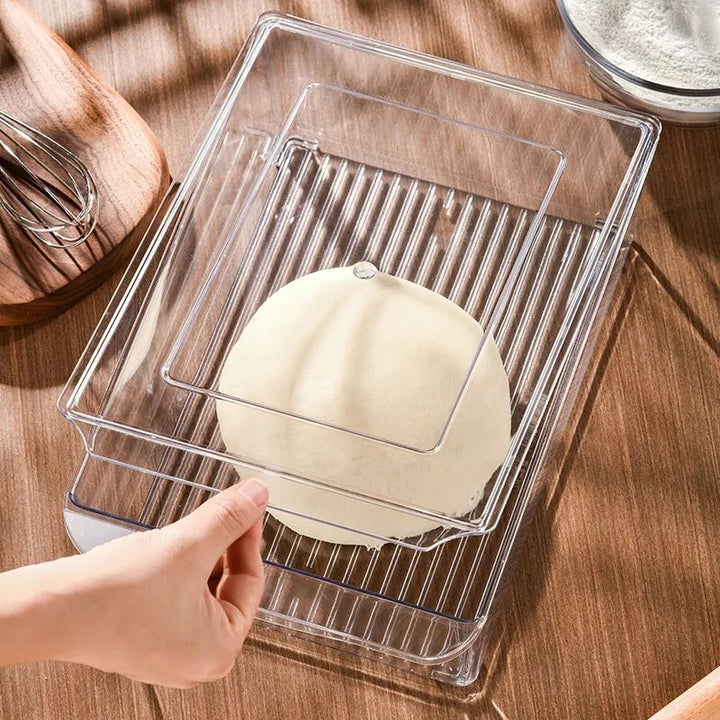 Teig fermentation box with airtight lid and ridged bottom