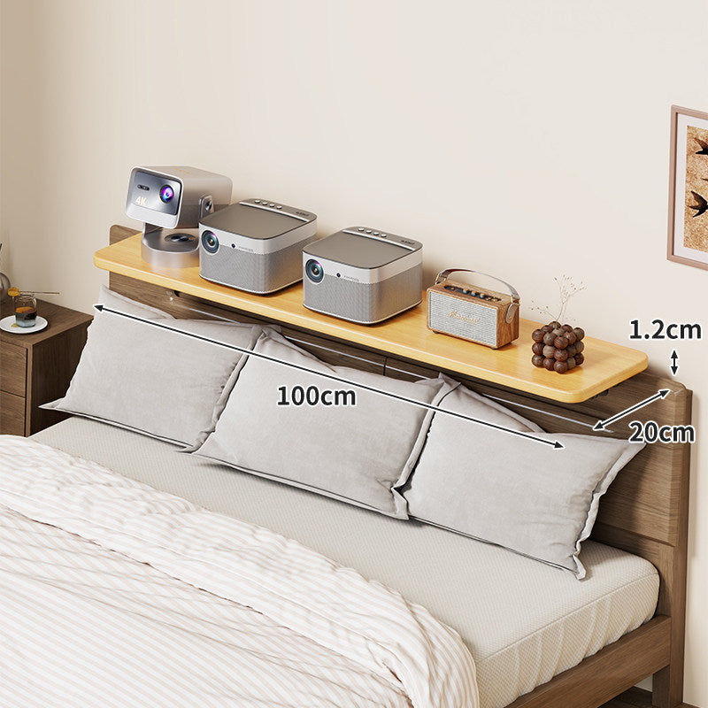 Headboard-Mounted Floating Bedside Shelf for Projectors and Devices