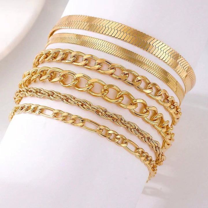 Multi-Style Gold Chain Bracelet Set Kalsten