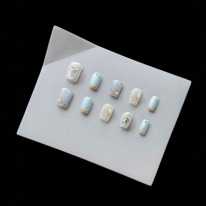 Artistic Hand-Painted Press-On Nail Set