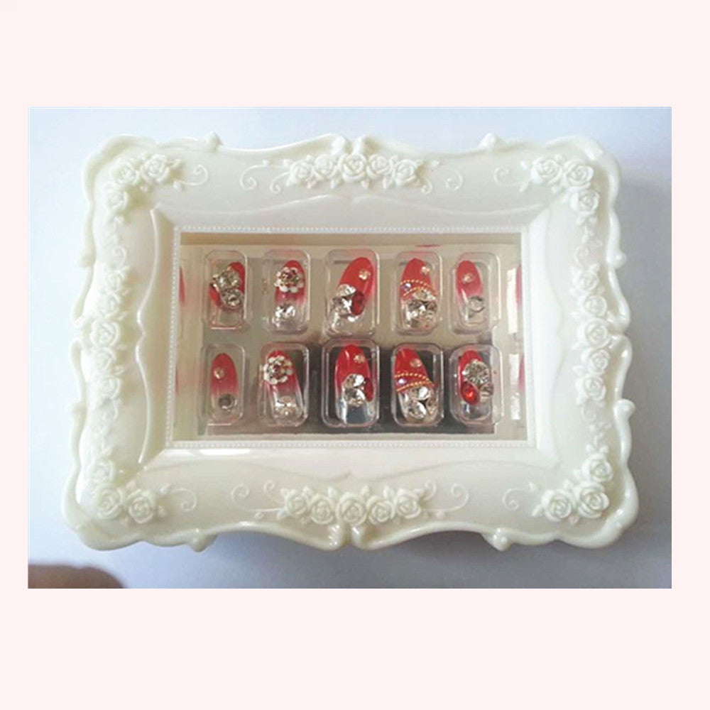 Elegant Rhinestone-Embellished Press-On Nail Set
