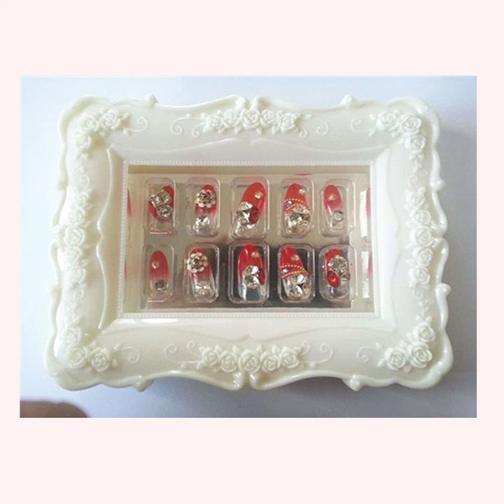 Elegant Rhinestone-Embellished Press-On Nail Set