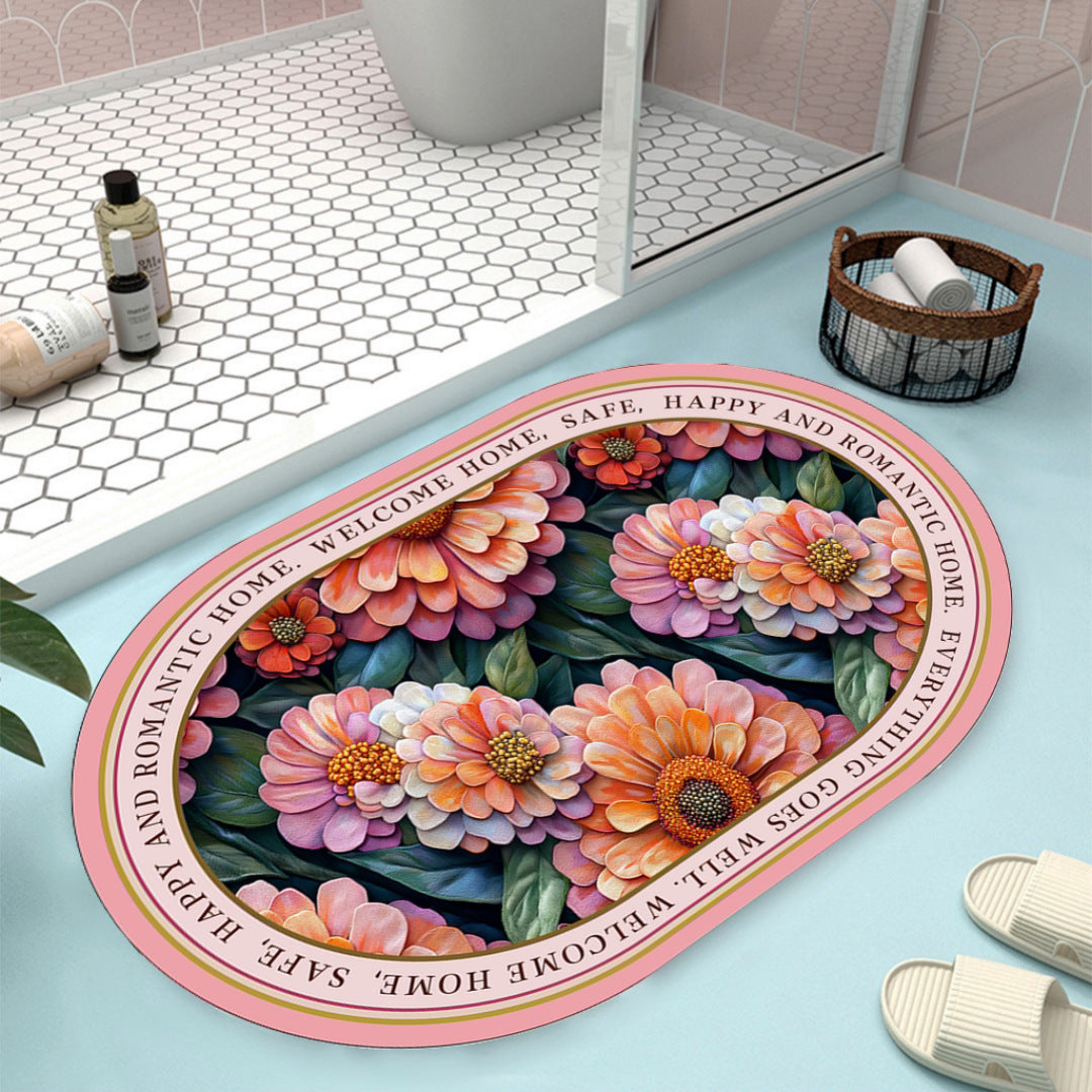 Floral Design Bath Mat Kalsten