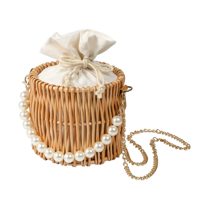Women's basket bag with pearl decoration Kalsten