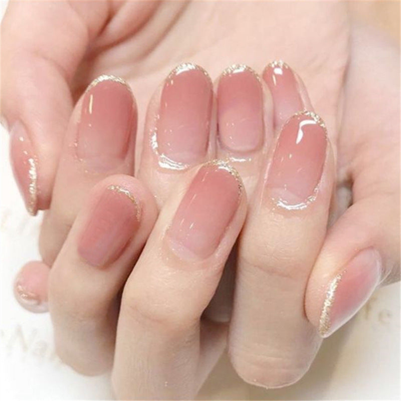 Glossy French Tip Press-On Nails Set Kalsten