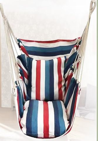 Hanging hammock chair with reinforced cotton canvas and integrated arm pockets Kalsten