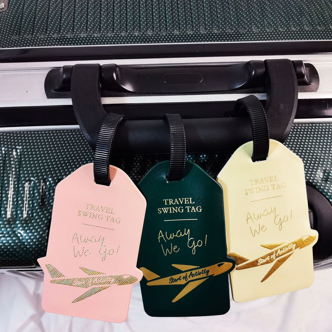 premium travel luggage tag with embossed airplane motif Kalsten