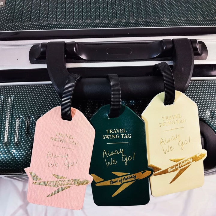 premium travel luggage tag with embossed airplane motif Kalsten