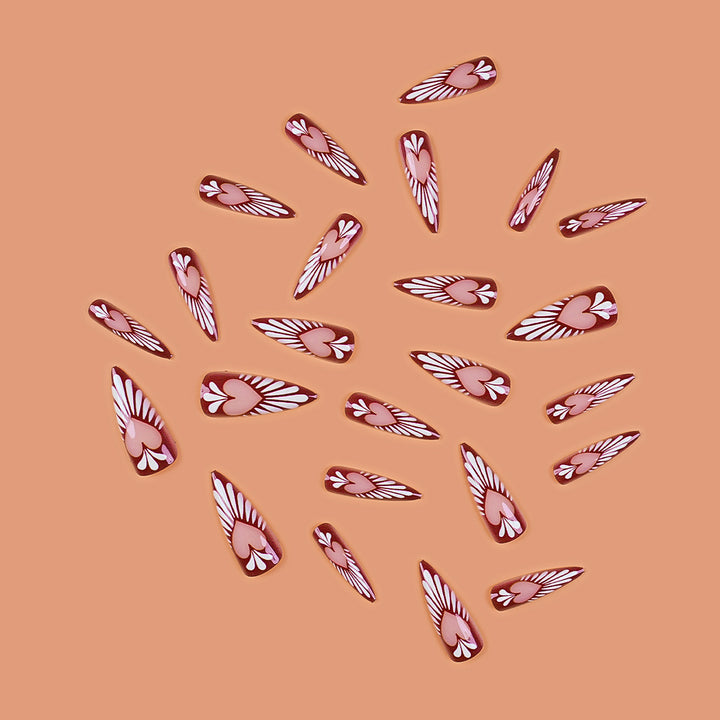 Heart-Inspired Press-On Nail Art Extensions