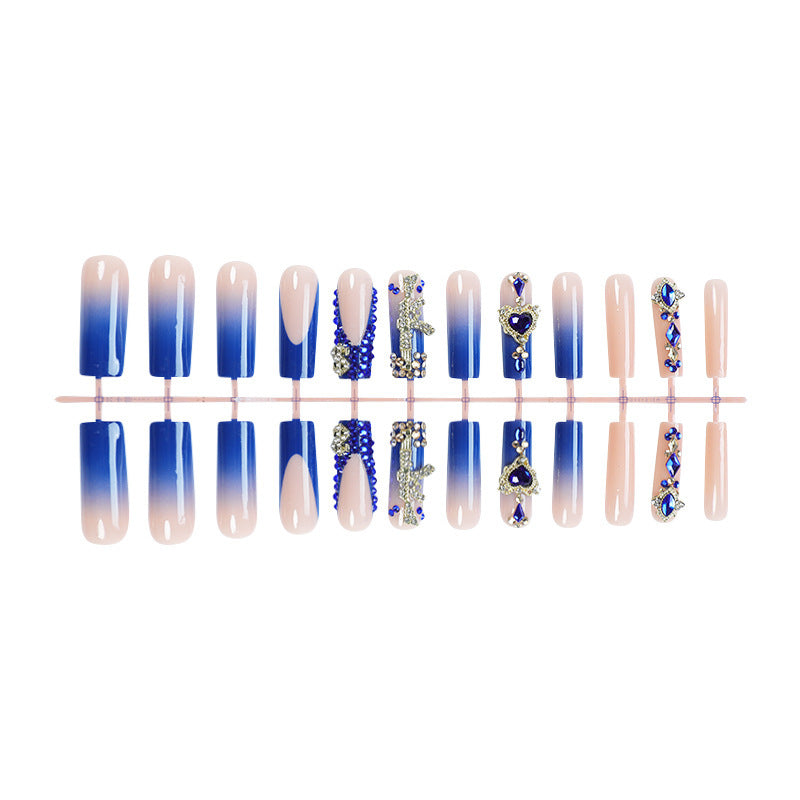 Acrylic nail set with elegant ombre design and sparkling embellishments Kalsten