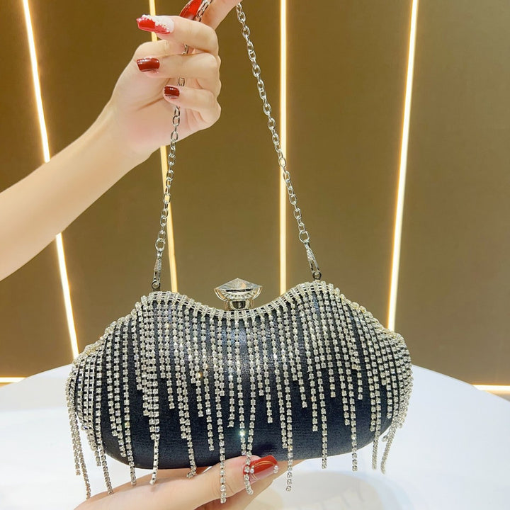 Glamorous Crystal Fringe Evening Handbag