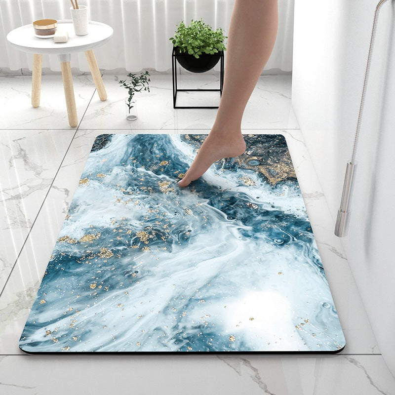 Soft Print Abstract Marble Bath Mat Kalsten