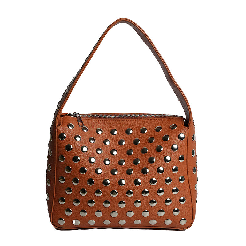 Studded Faux Leather Handbag
