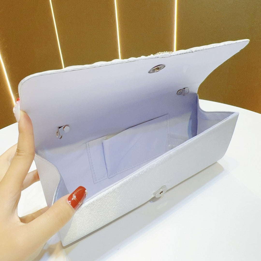 Pleated Satin Evening Clutch
