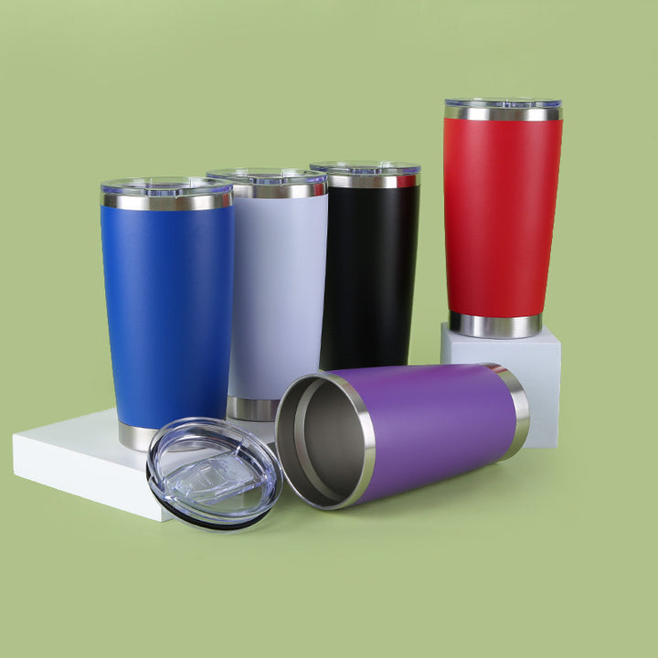 Stainless Steel Tall Slim Thermal Travel Tumbler With Spill-Resistant Clear Slider Lid