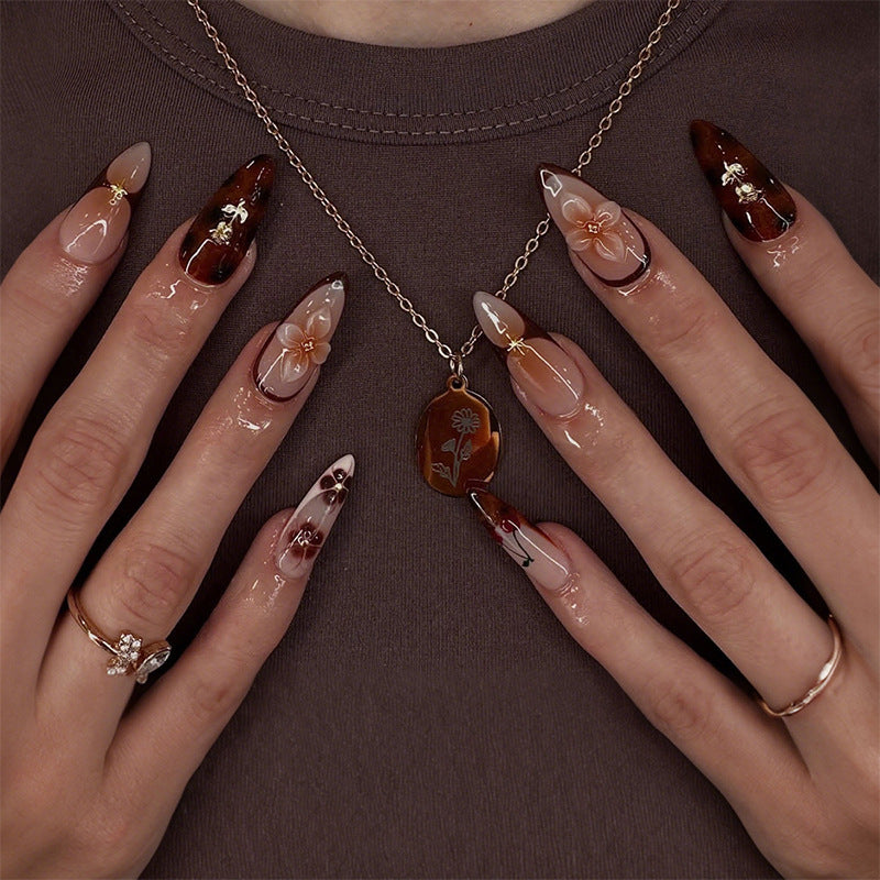 Nail set with floral and glamorous decorations Kalsten
