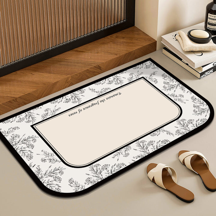 Artistic Floral Design Bath Mat