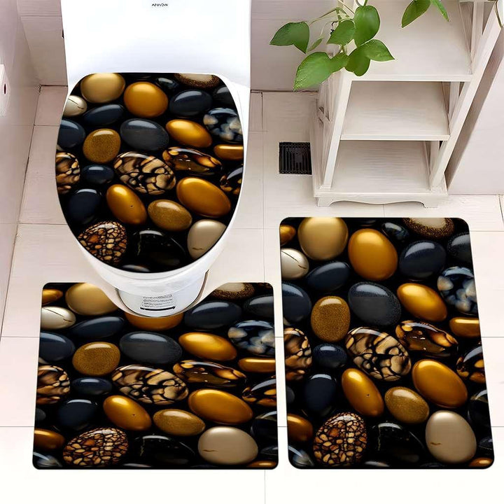 Decorative Pebble Bathroom Mat Set Kalsten