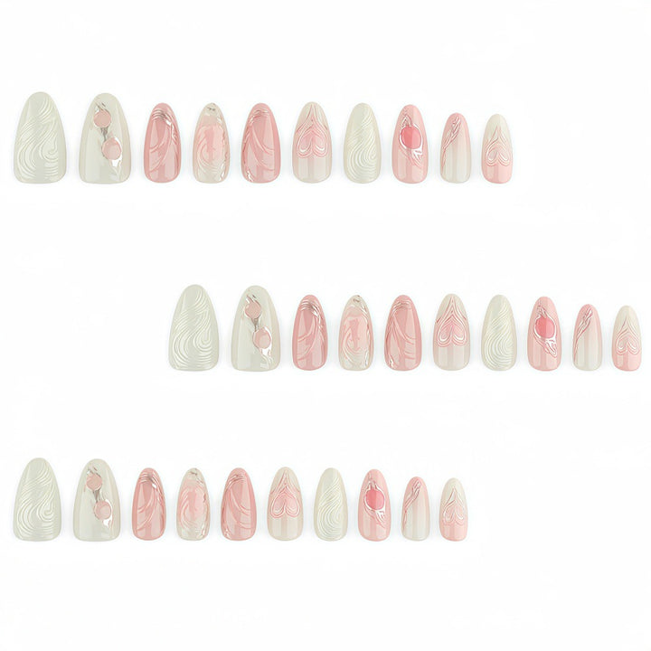 Elegant Artificial Nail Set with Romantic Design Kalsten