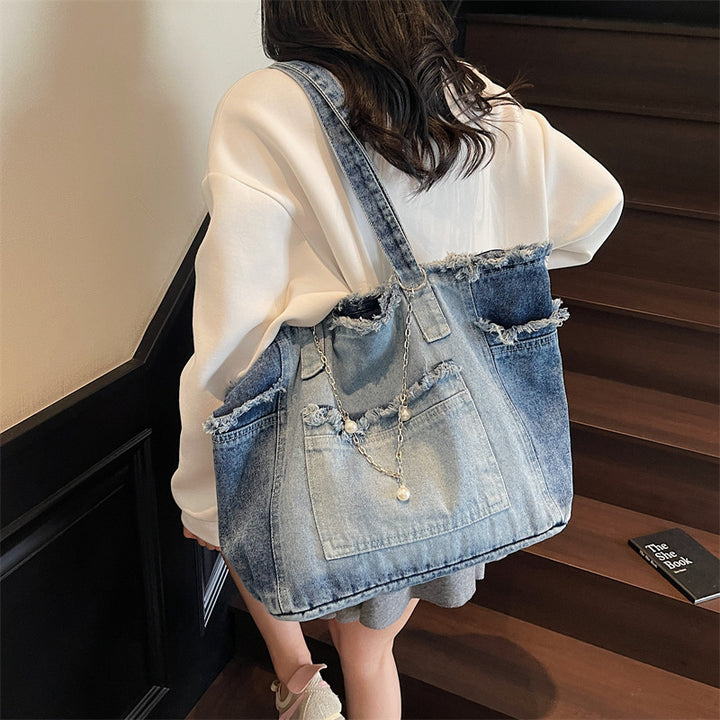 Distressed Denim Tote Bag