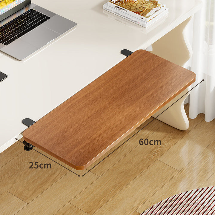 Under-Desk Bamboo Slide-Out Work Surface Clamp-Mounted Keyboard & Mouse Platform