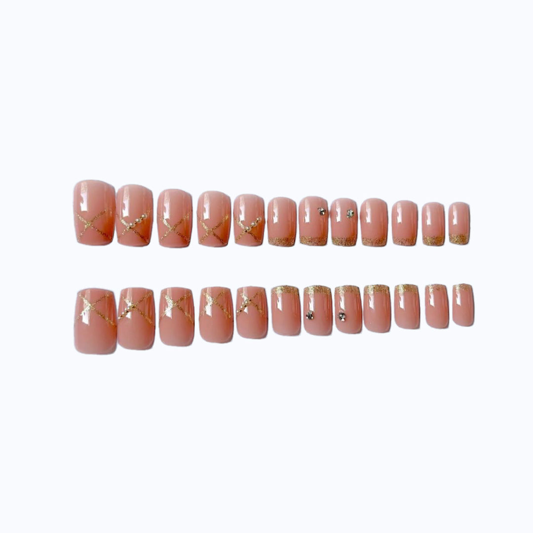 Elegant Rhinestone Decorated Nail Art