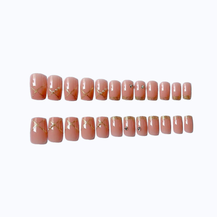 Elegant Rhinestone Decorated Nail Art