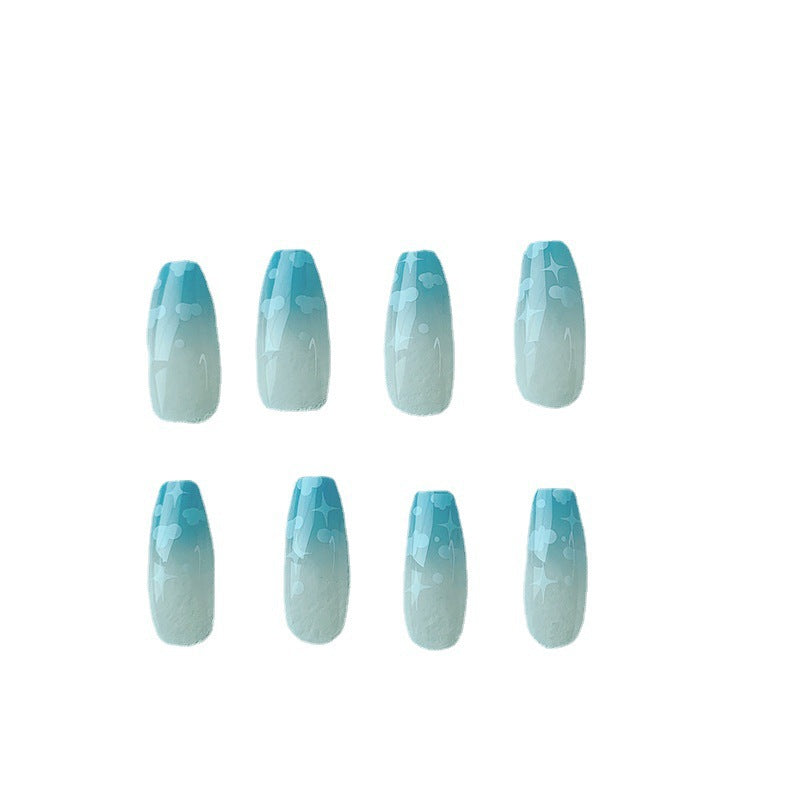Artistic Cloud Print Nail Extensions