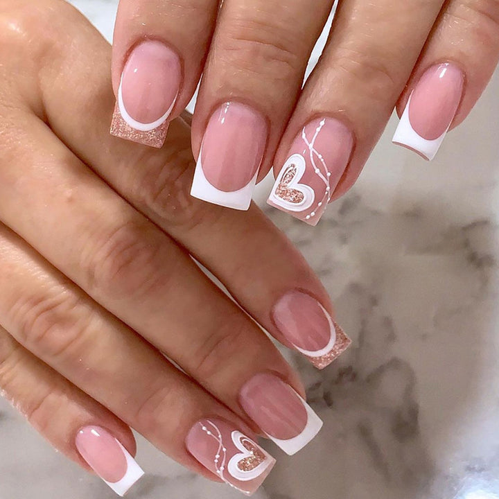 Heart-Design Press-On Nail Art Tips Kalsten