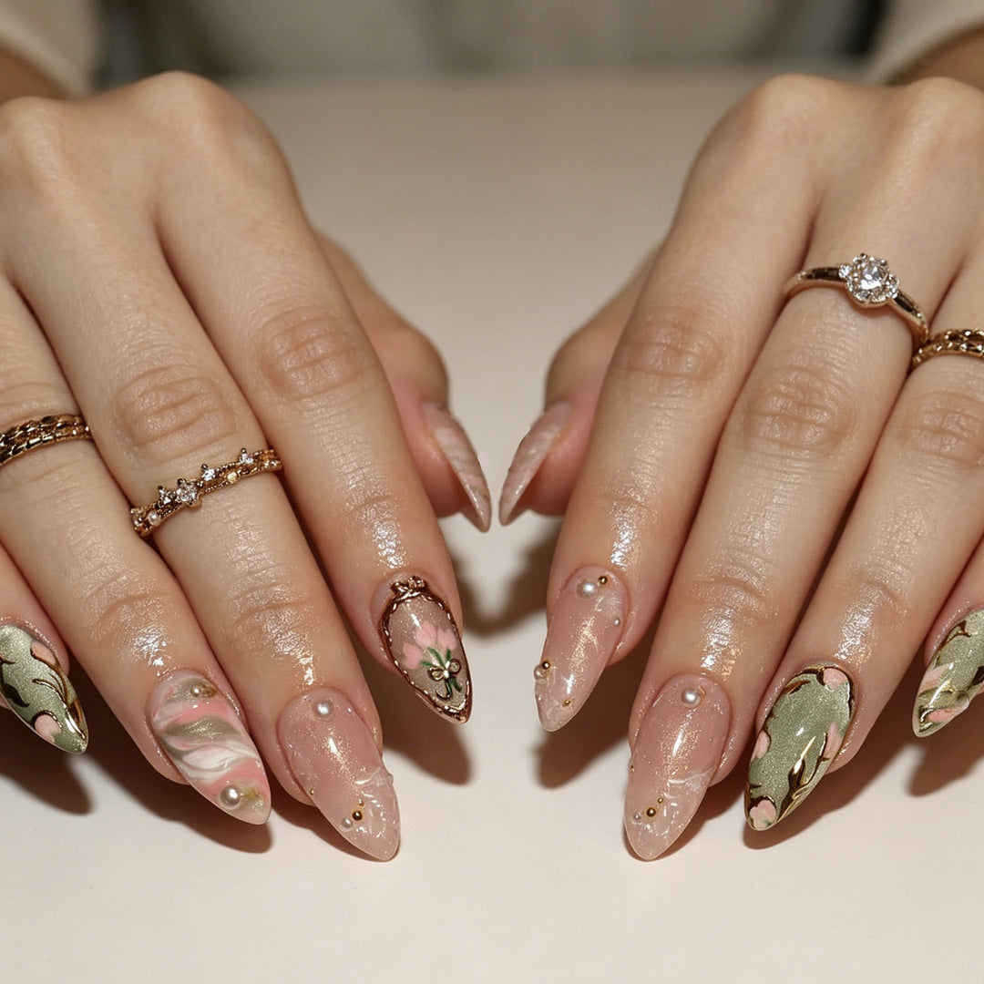 Artistic Floral Press-On Nail Enhancements Kalsten 1789915404