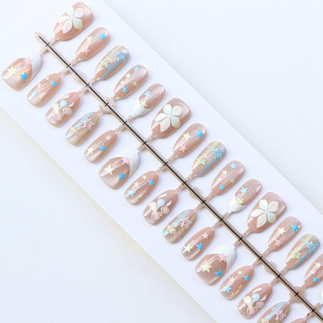Starry Floral Nail Art