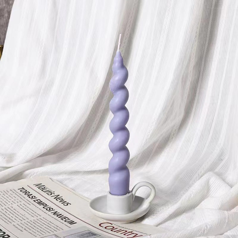 Hand-Poured Sculptural Spiral Taper Candle
