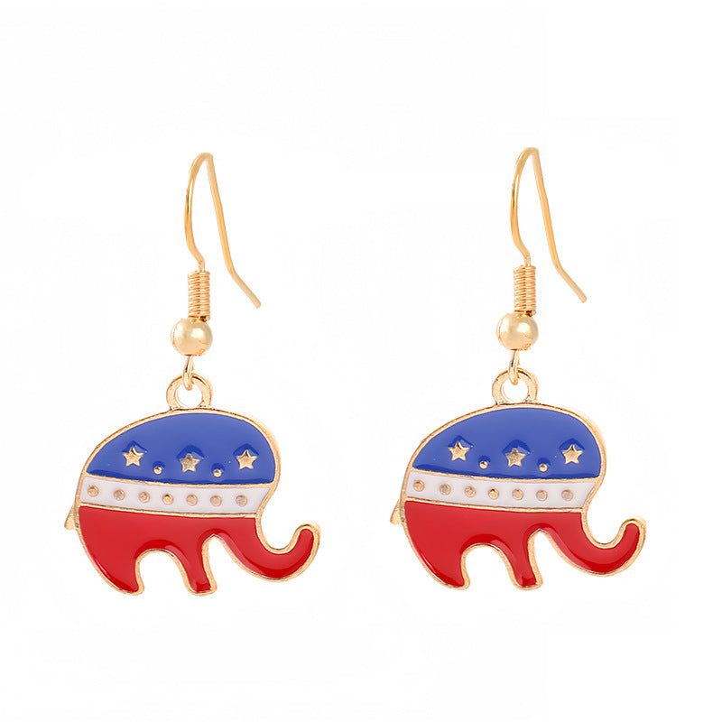 Ladies enamel earrings horseshoe with star stripe motif Kalsten