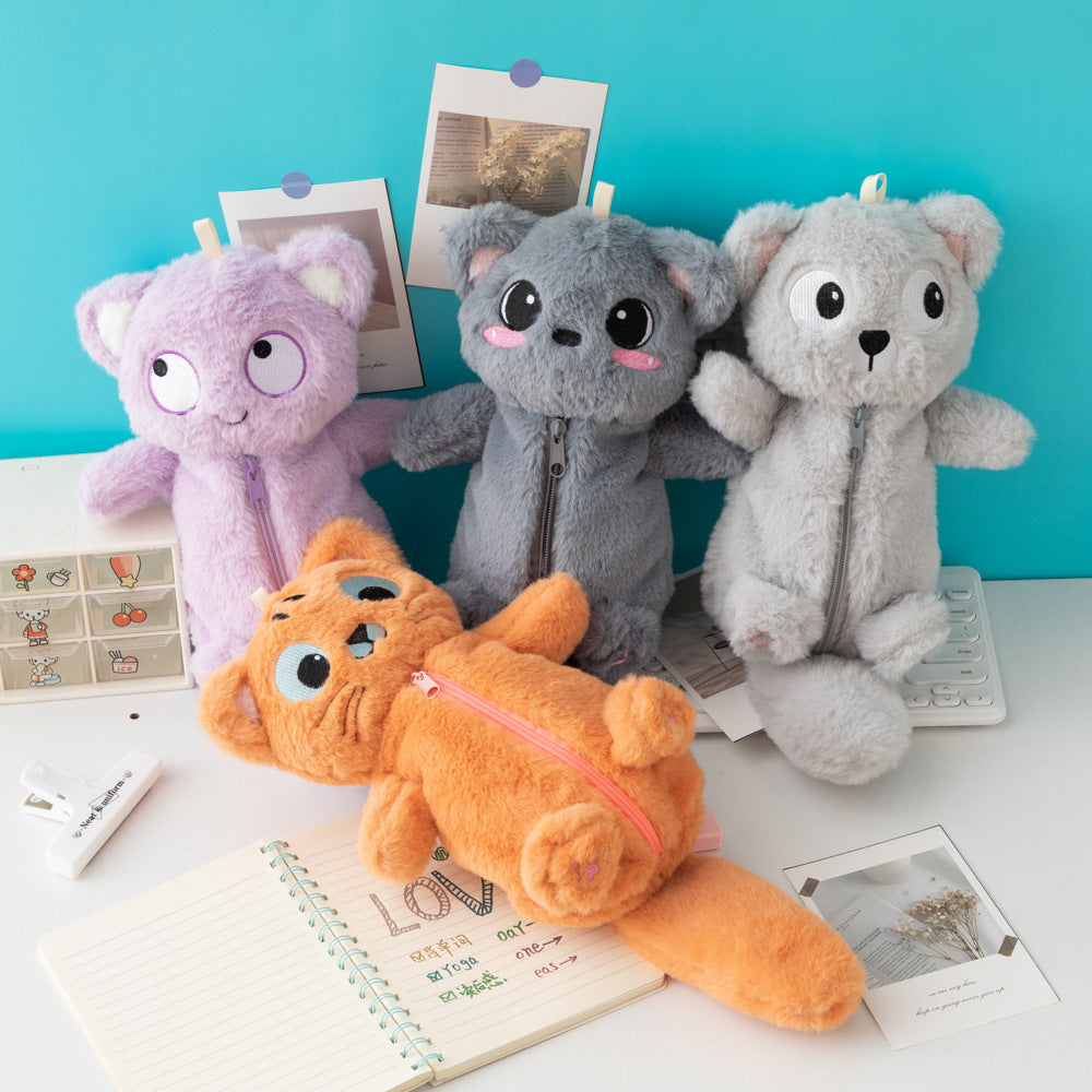 Cute Plush Cat-Themed Pencil Case Kalsten