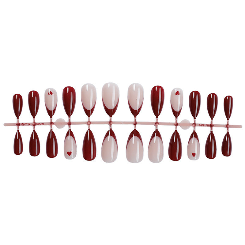 Elegant Heart-Embellished Press-On Nails Kalsten