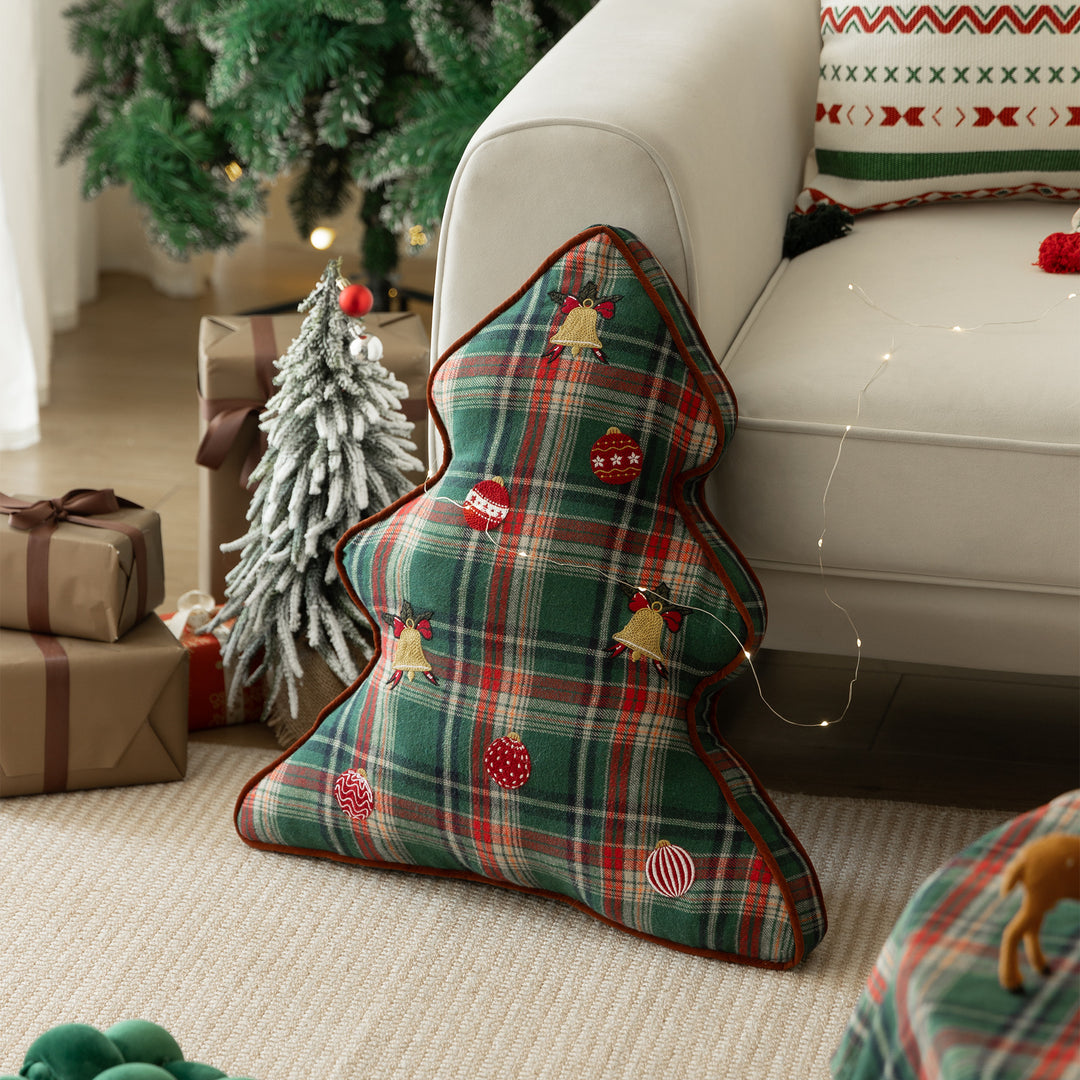 Traditional tartan decorative cushion with fluffy faux fur border