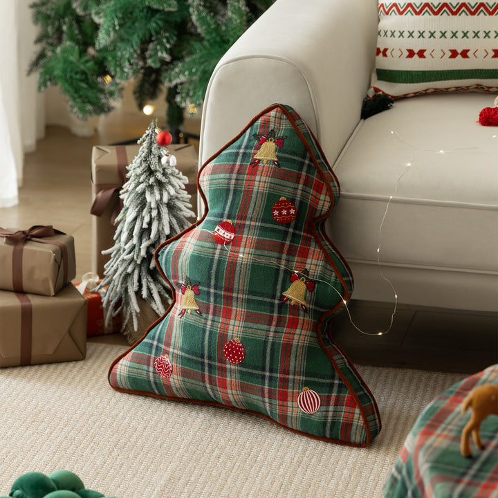 Traditional tartan decorative cushion with fluffy faux fur border