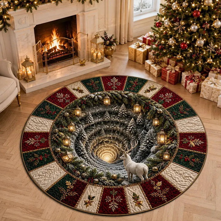 3D Holiday-Themed Round Area Rug