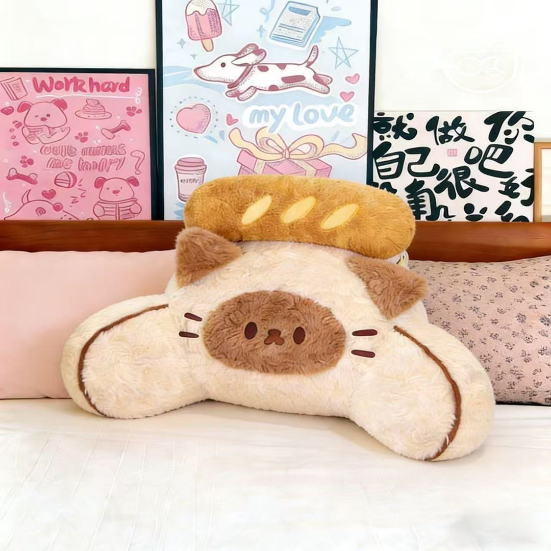 Ergonomic lumbar pillow made of plush with memory foam and cute bear design