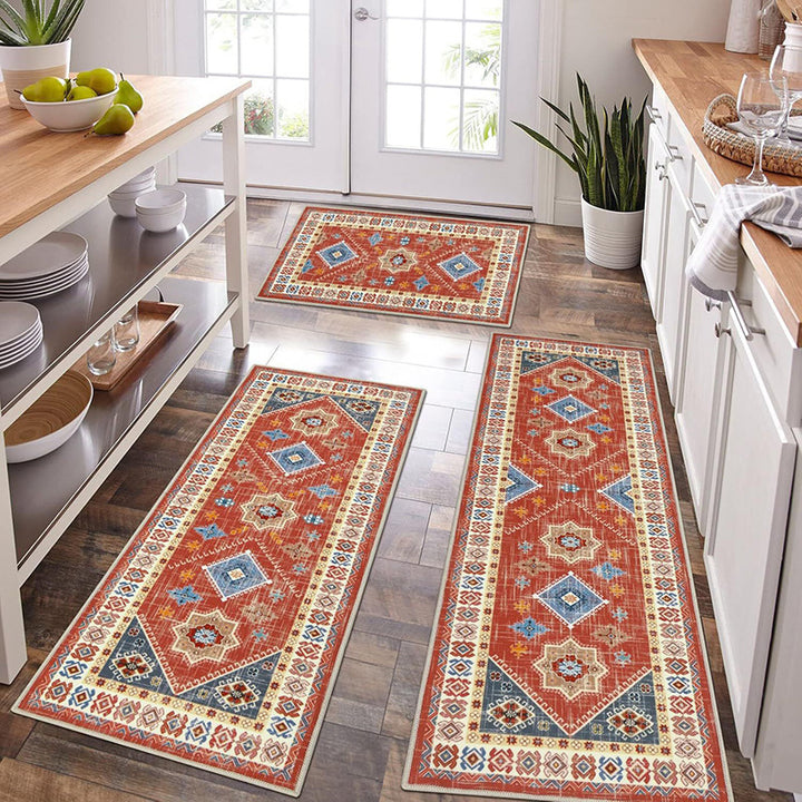 Vintage-Inspired Geometric Kitchen Mat