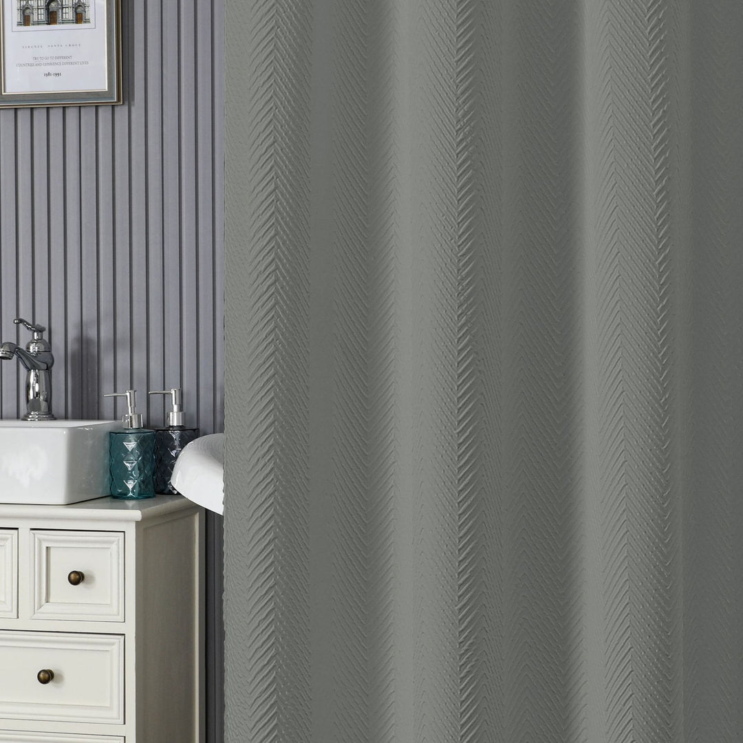 Textured Leaf Motif Shower Curtain Kalsten