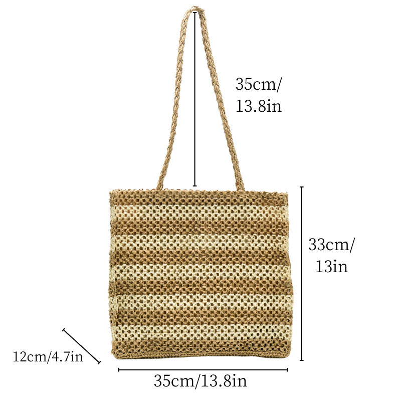Spacious straw tote bag with modern structural design Kalsten