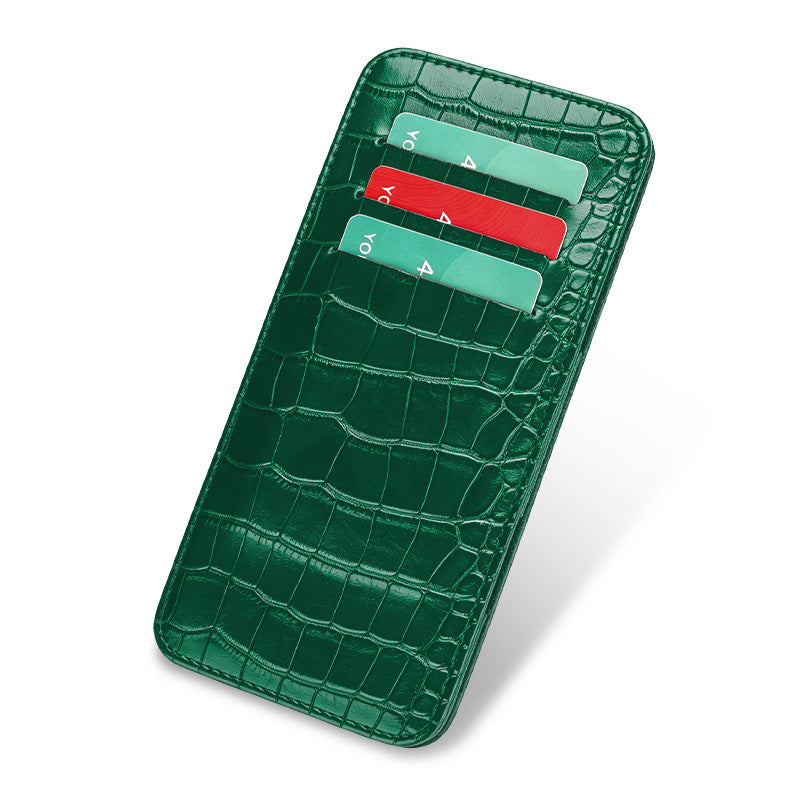 Sleek Crocodile-Embossed Leather Cardholder Kalsten