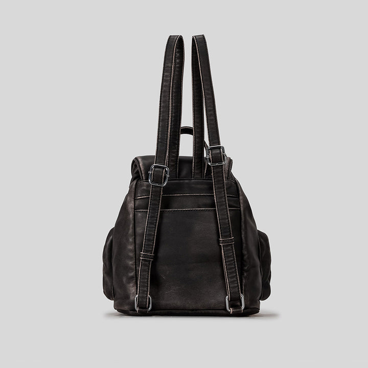 Multi-Pocket Leather Backpack