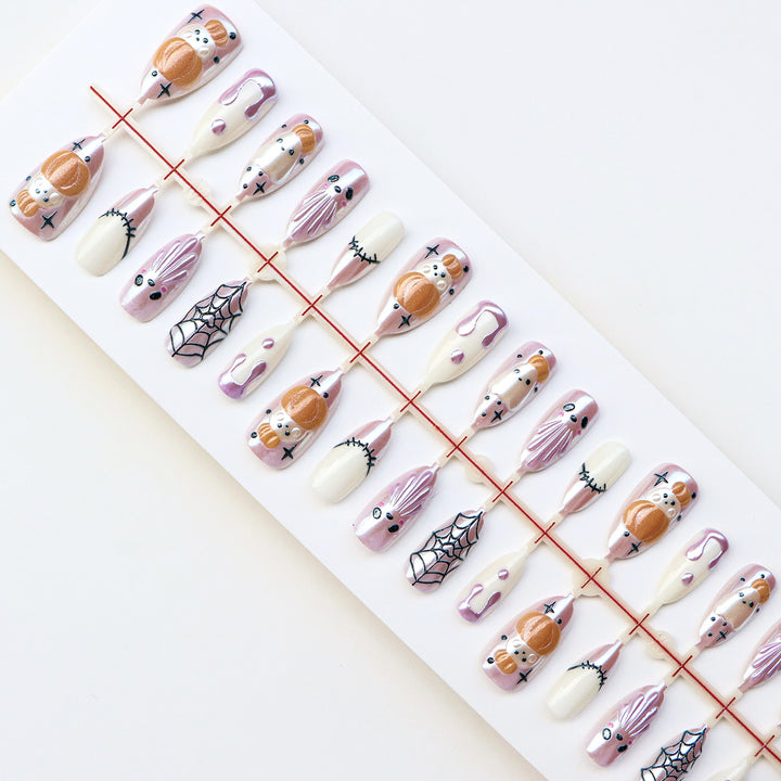 Whimsical Halloween-Themed Press-On Nail Art Set