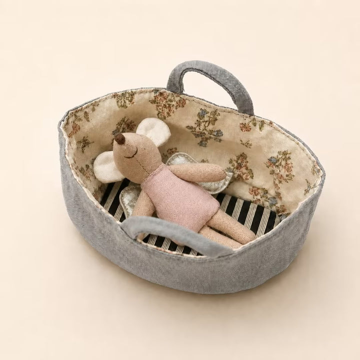 Fabric Nursery Storage Basket with Padded Handles and Floral Lined Interior