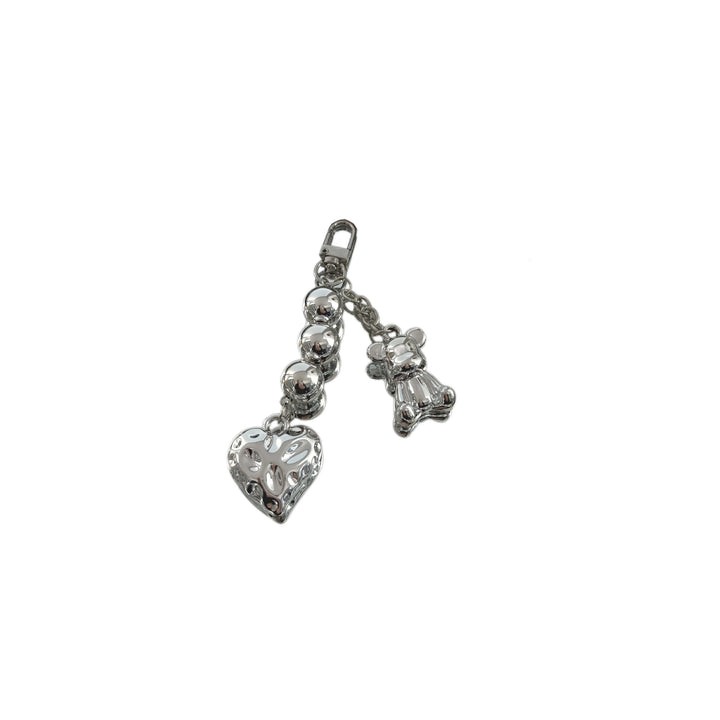 Playful Bear and Heart Charm Keychain Kalsten